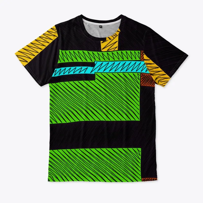 Green Yellow Abstract zig zag 