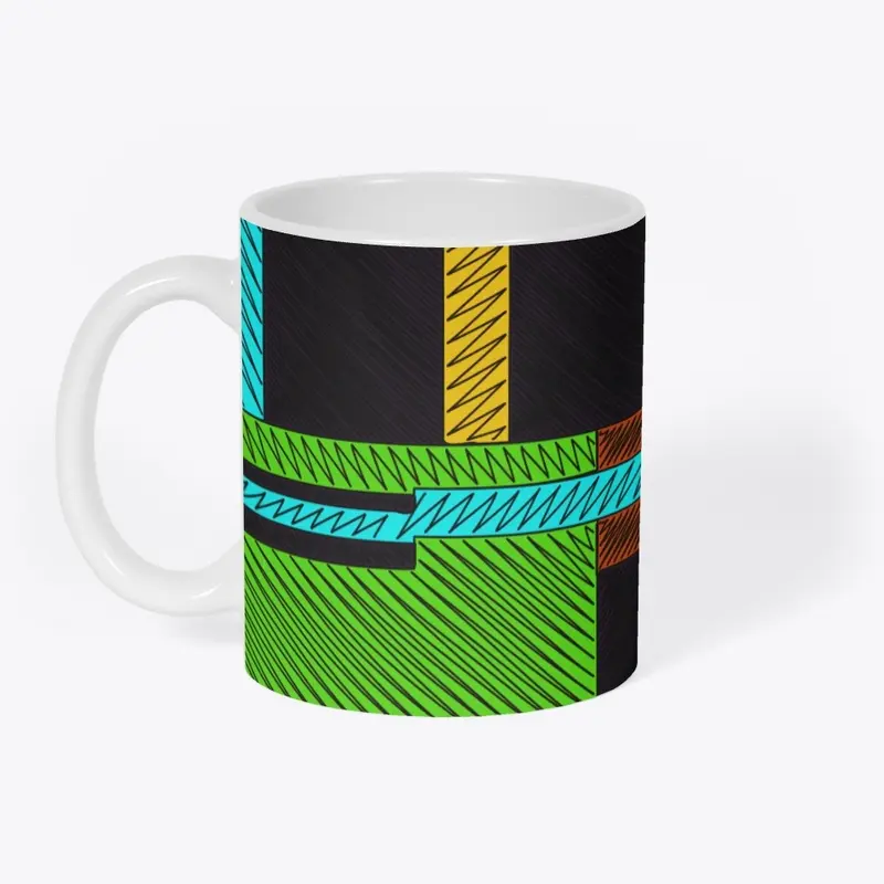 Green Yellow Abstract zig zag 